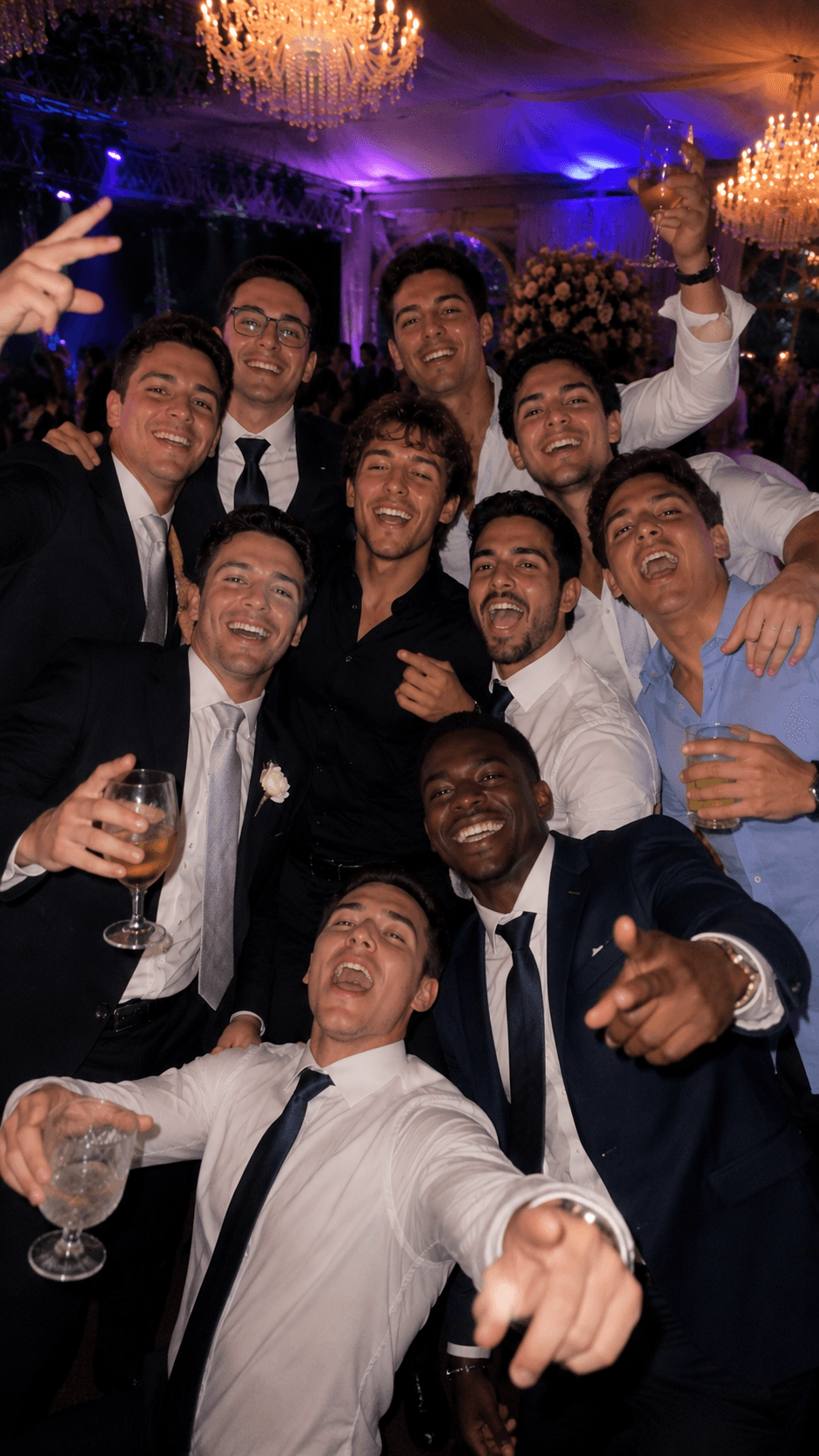 Amigos rindo na festa de 15 anos