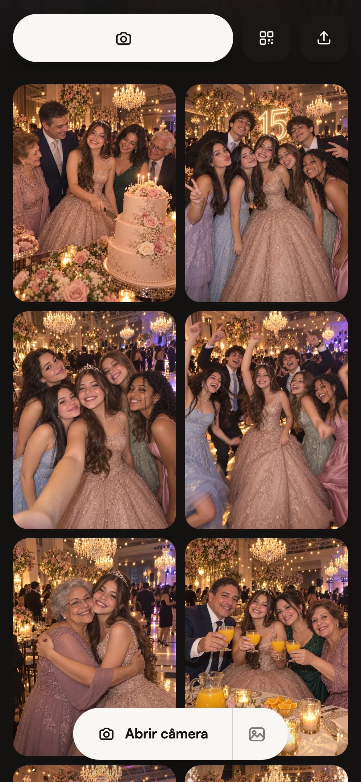 Página dos 15 anos da Isabela no Flock com as fotos dos convidados