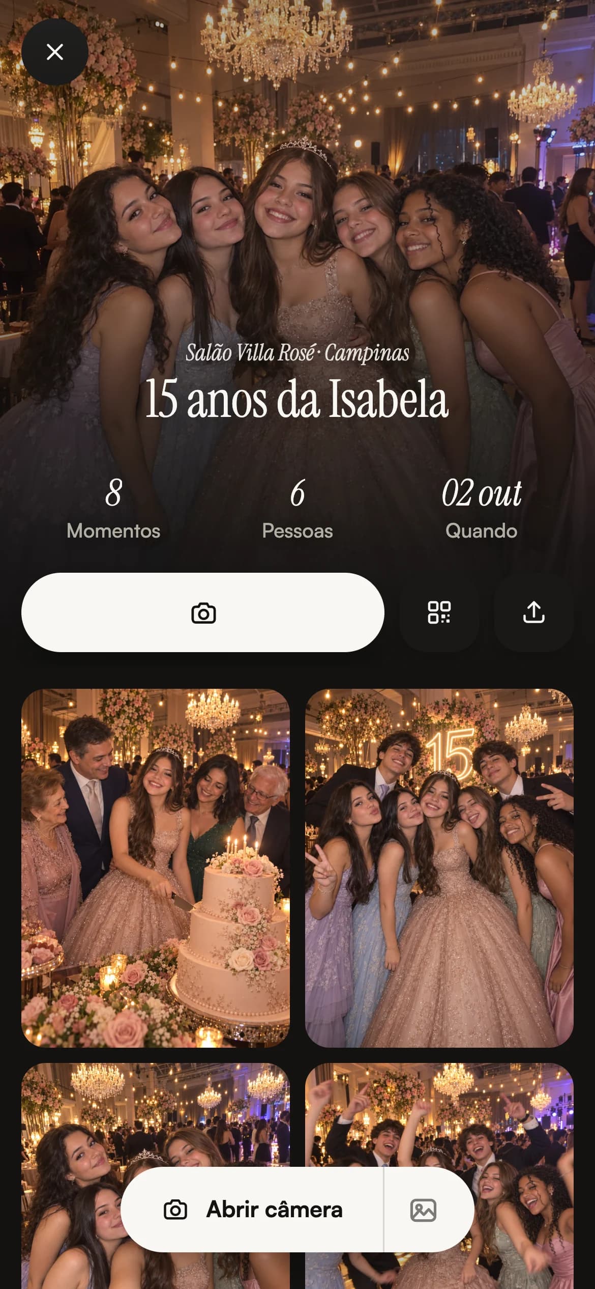 Página dos 15 anos da Isabela no Flock